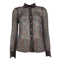 Chemisier en soie noire imprimée Dot Dot Taille XXS Diane von Furstenberg