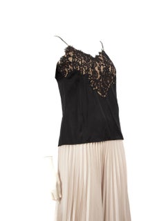 Diane Von Furstenberg Black Silk Lace Tank Top Size XS