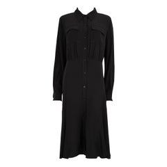 Used Diane Von Furstenberg Black Silk Mid Shirt Dress Size XL