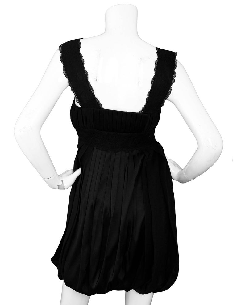 Diane von Furstenberg Black Silk Pleated Dress Sz 4 For Sale at 1stDibs