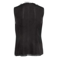 Diane Von Furstenberg Black Silk Ruffle Detail Top M