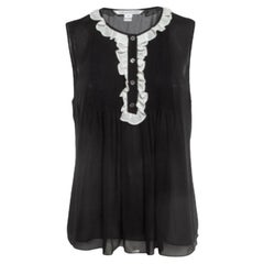 Diane von Furstenberg Top in seta nera con dettaglio volant M.