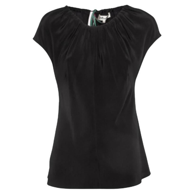 Diane von Furstenberg - Top à nouer en soie noire S en vente