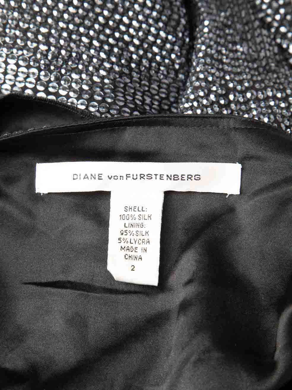 Diane Von Furstenberg - Robe portefeuille en soie noire, taille XS Pour femmes en vente