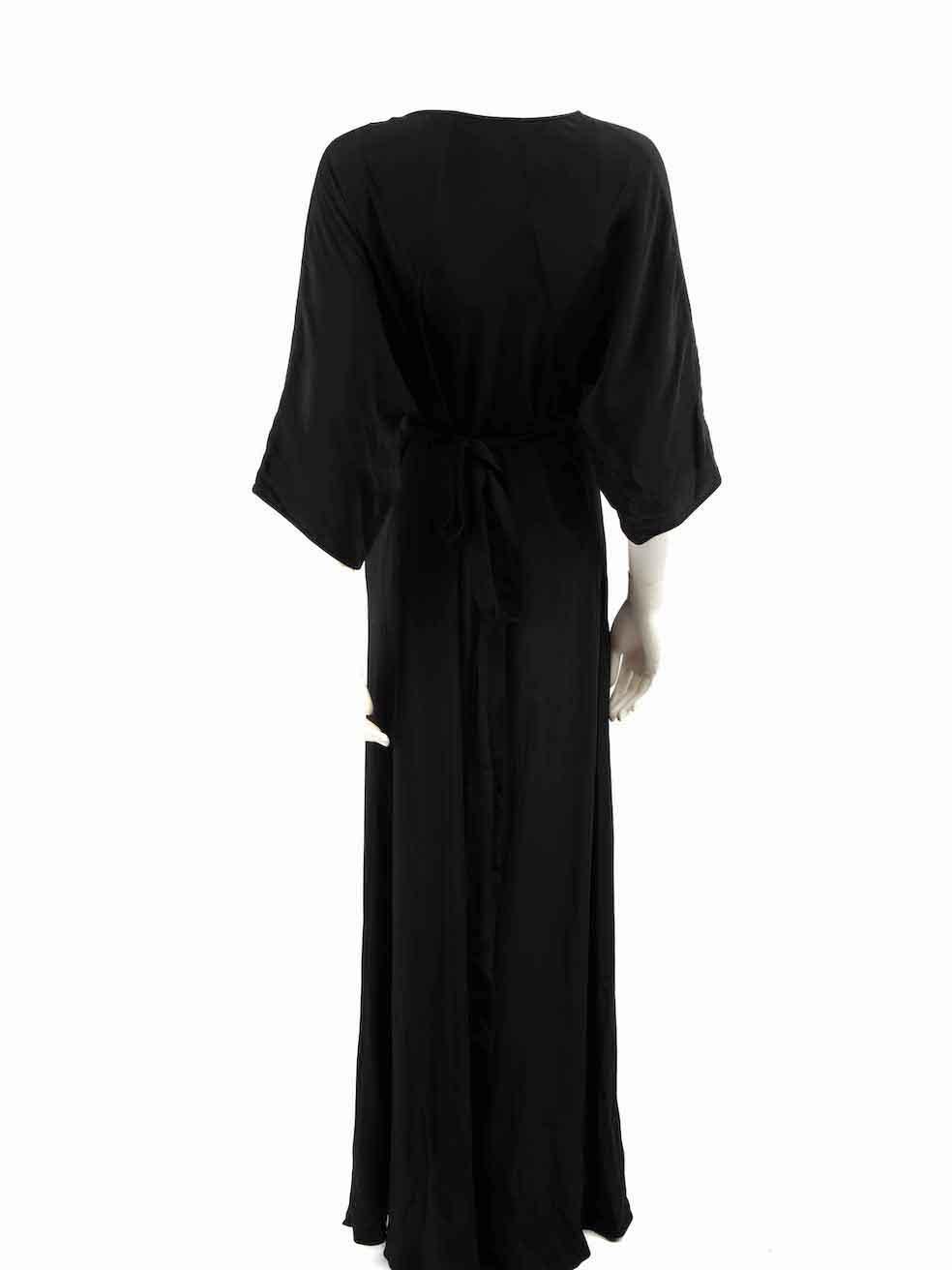 Diane Von Furstenberg Black Silk Wrap Maxi Dress Size XL In Good Condition In London, GB