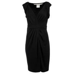Diane Von Furstenberg Black Sleeveless Wool Wrap Dress Size S
