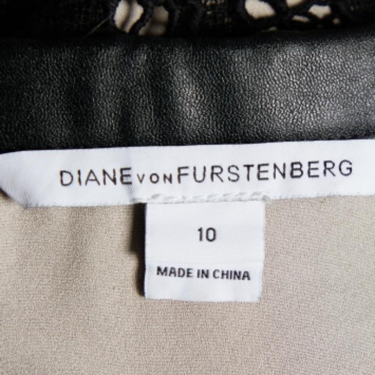 Diane von Furstenberg Schwarzer Stevia-Eichel-Spitzenminirock L im Angebot 1