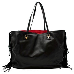 Diane von Furstenberg Black Sutra Leather Fringe Bag