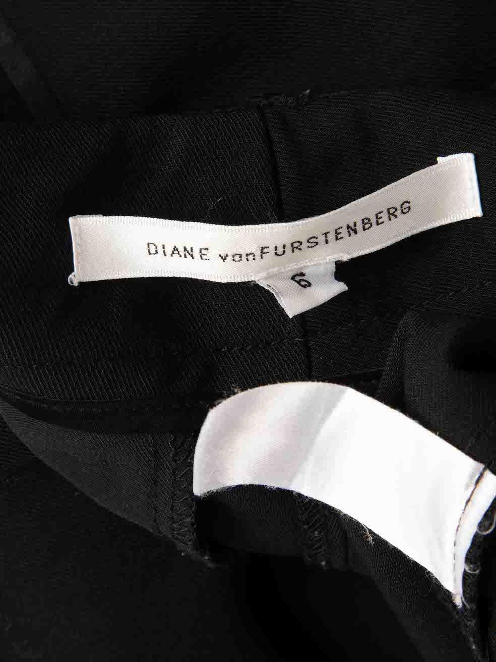 Women's Diane Von Furstenberg Black Tailored Wide Trousers Size M For Sale