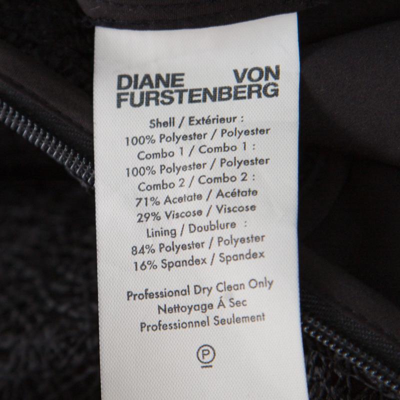 Diane Von Furstenberg Black Twig and Basketweave Lace Sleeveless Midi Dress M 2