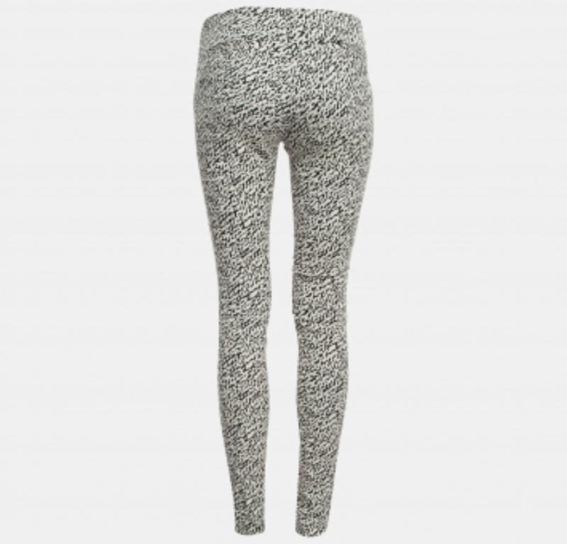 Diane von Furstenberg Black/White Pantalon skinny en coton mélangé imprimé abstrait S.S. White Bon état - En vente à Dubai, Al Qouz 2