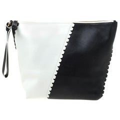 Diane Von Furstenberg Black/White Leather Wristlet