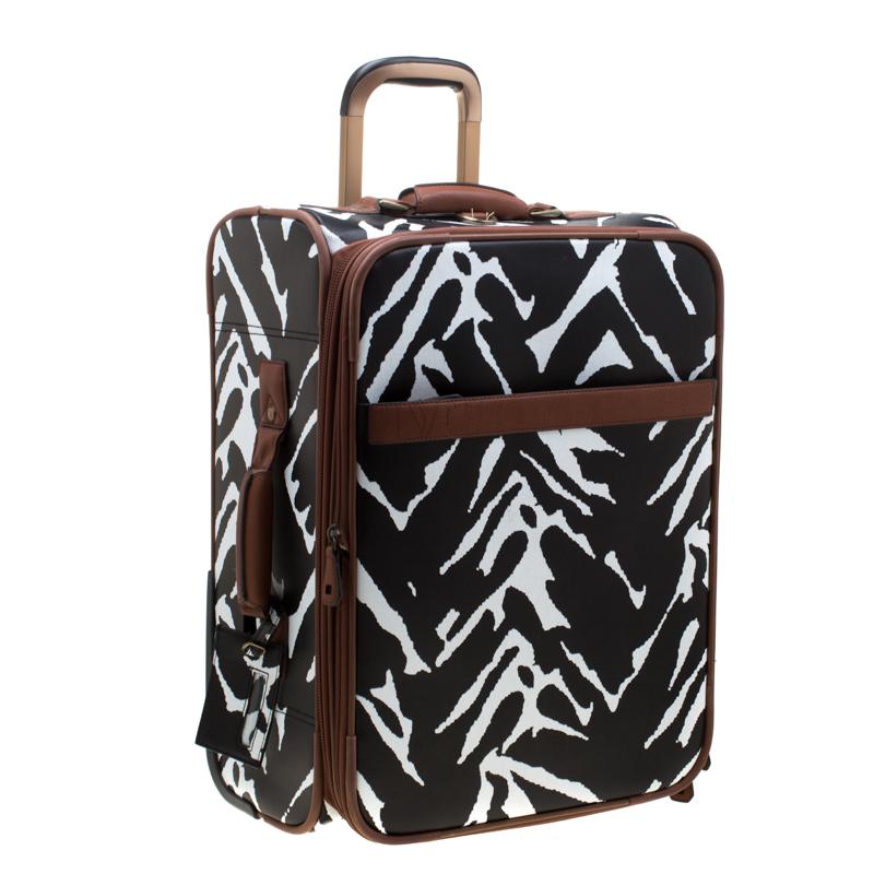 Diane Von Furstenberg Black/White Printed Coated Canvas Suitcase Trolley 3