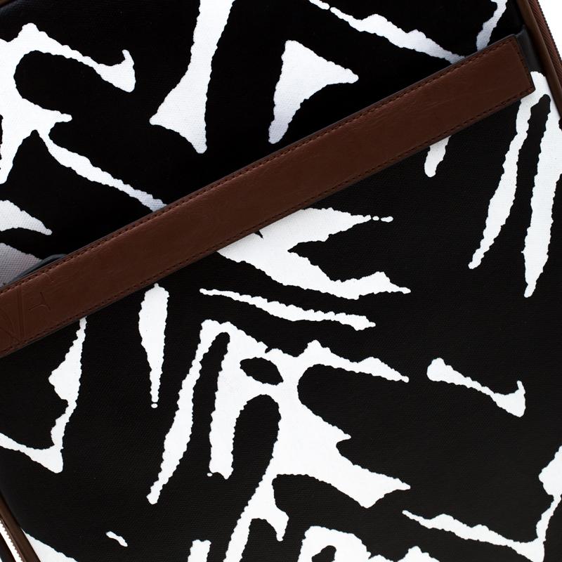 Diane Von Furstenberg Black/White Printed Coated Canvas Suitcase Trolley 4