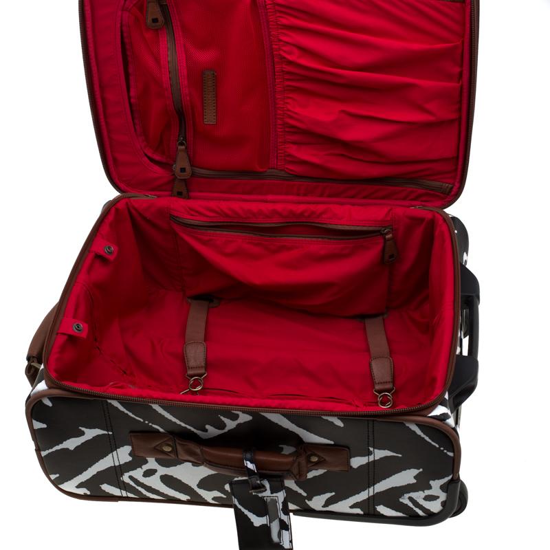 Diane Von Furstenberg Black/White Printed Coated Canvas Suitcase Trolley In Good Condition In Dubai, Al Qouz 2