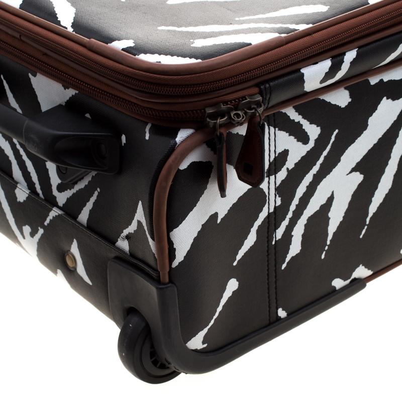 Diane Von Furstenberg Black/White Printed Coated Canvas Suitcase Trolley 1