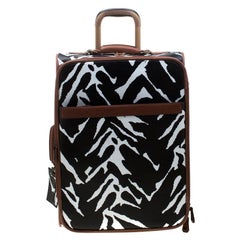 Diane Von Furstenberg Black/White Printed Coated Canvas Suitcase Trolley