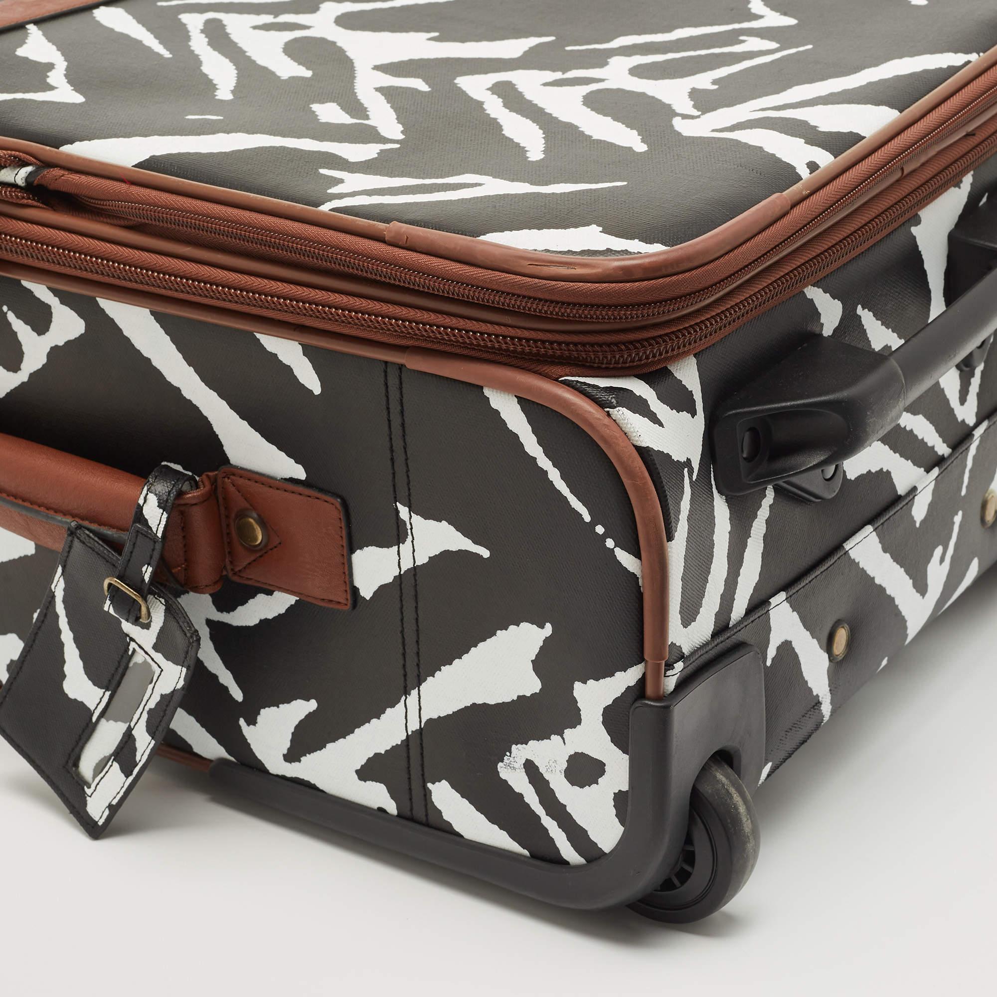 Diane Von Furstenberg Black/White Zebra Print Canvas 2 Wheeled Luggage 9
