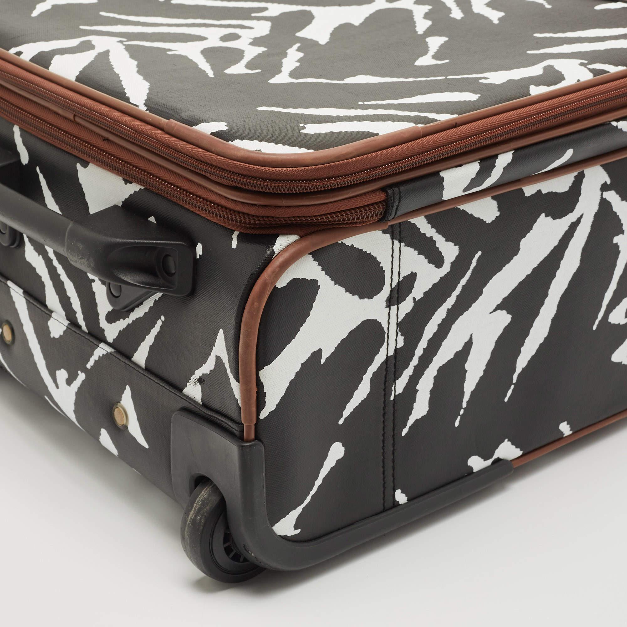 Diane Von Furstenberg Black/White Zebra Print Canvas 2 Wheeled Luggage 10
