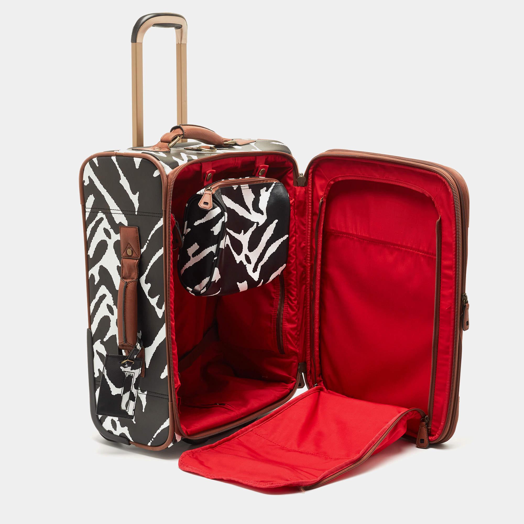 Diane Von Furstenberg Black/White Zebra Print Canvas 2 Wheeled Luggage 11
