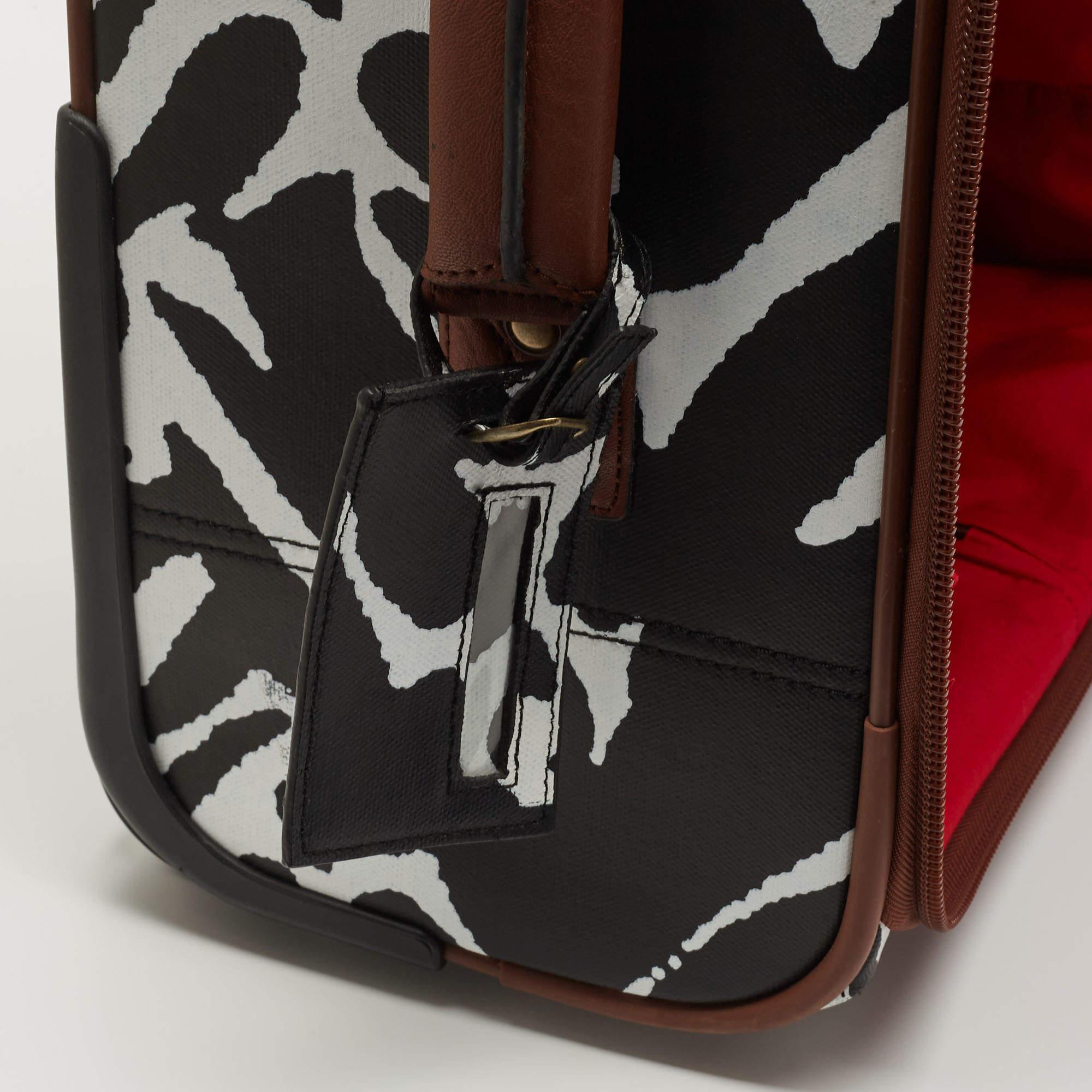 Diane Von Furstenberg Black/White Zebra Print Canvas 2 Wheeled Luggage 2