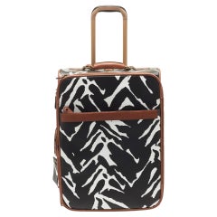 Diane Von Furstenberg Black/White Zebra Print Canvas 2 Wheeled Luggage