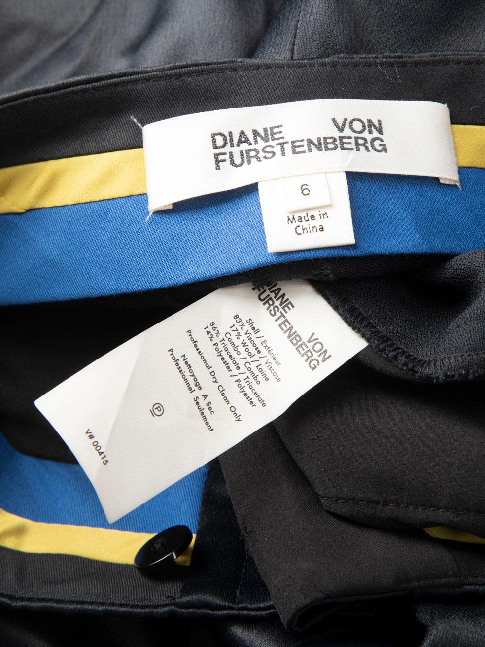 Diane Von Furstenberg Black Wide Trousers Size M For Sale 6