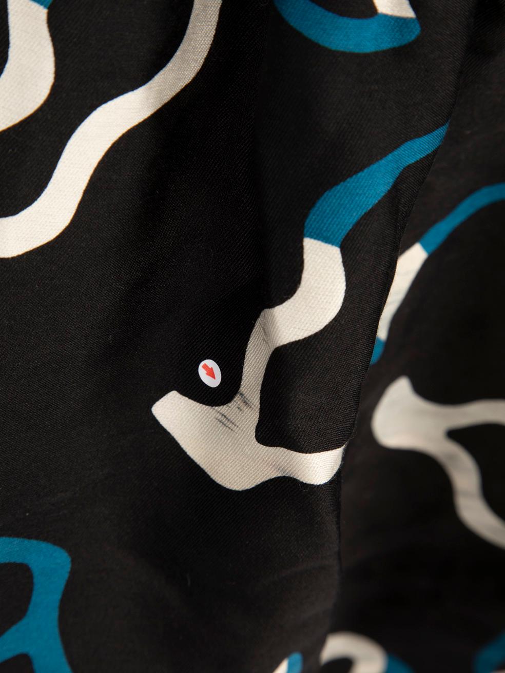 Diane Von Furstenberg Black Wool Abstract Wrap Dress Size M For Sale 1