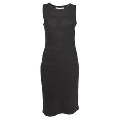 Diane Von Furstenberg Black Wool Applique Crepe Midi Dress M