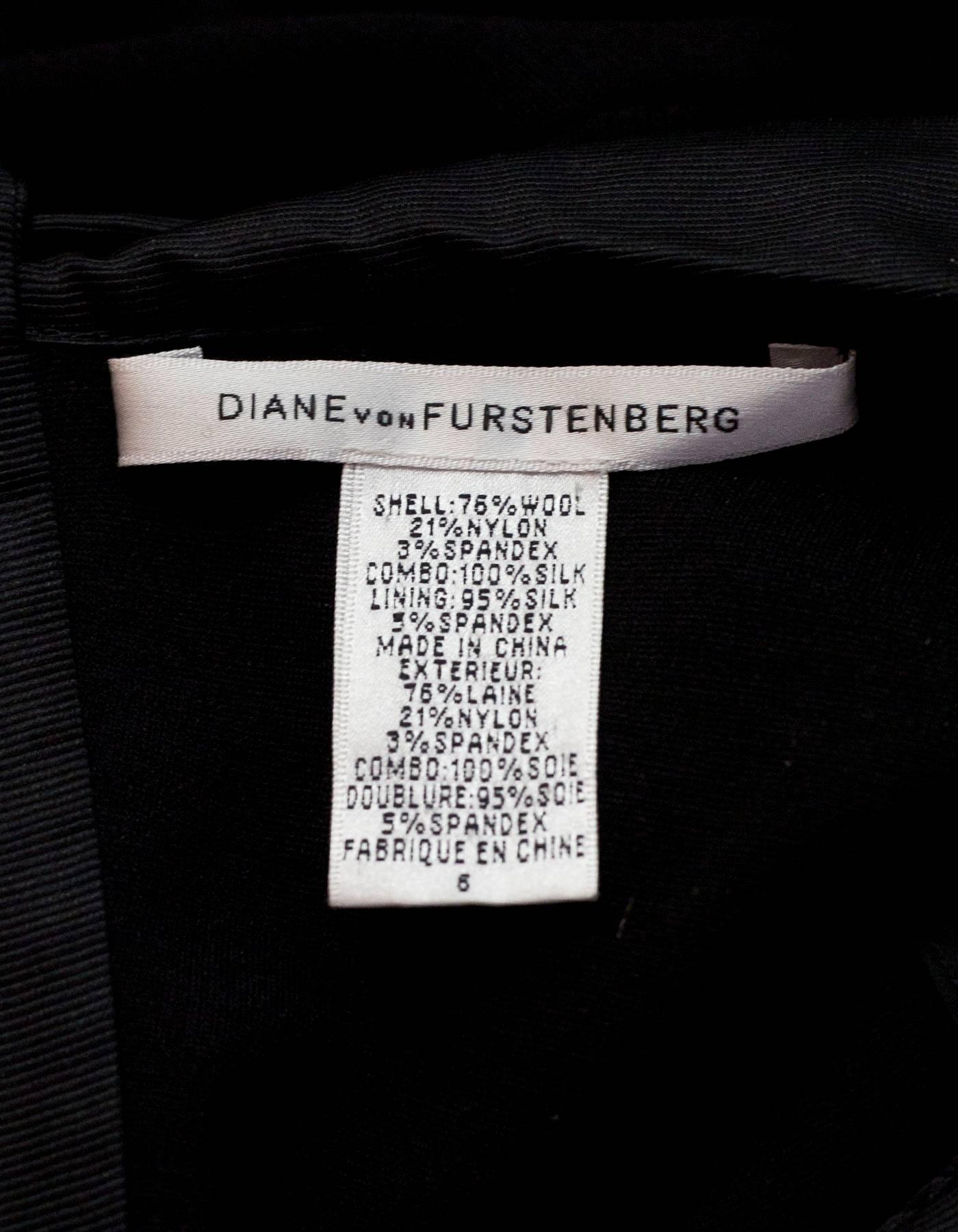 Women's Diane von Furstenberg Black Wool Dress Sz 6