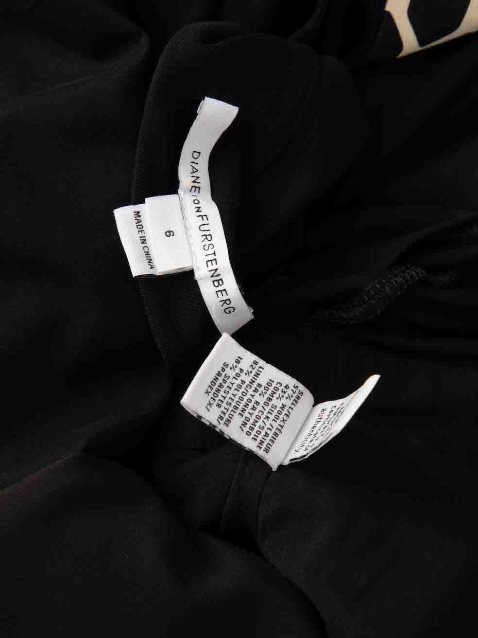Diane Von Furstenberg Black Wool Patterned Wrap Dress Size M 1