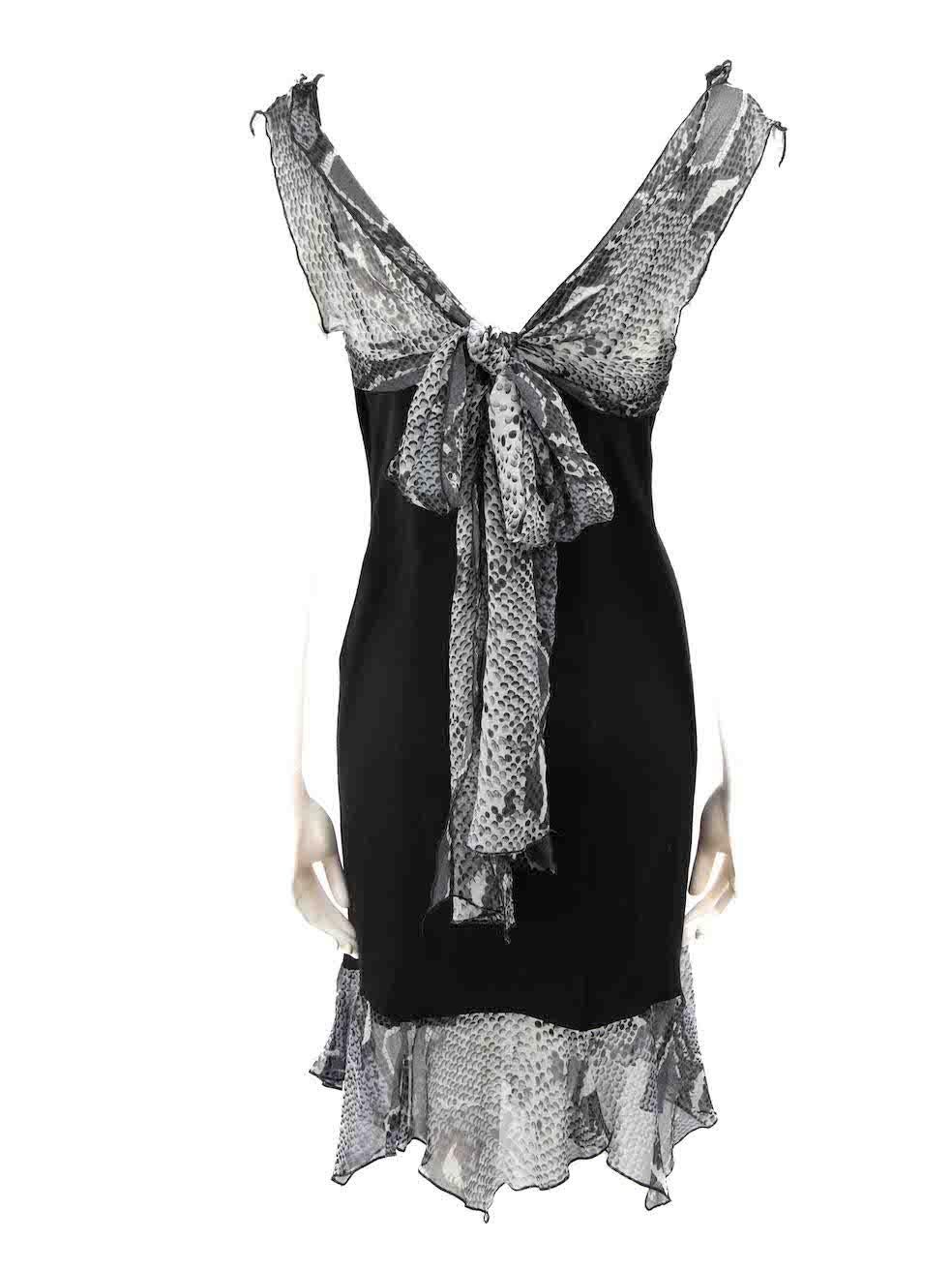 Diane Von Furstenberg Black Wool Snake Trim Dress Size M In Good Condition For Sale In London, GB
