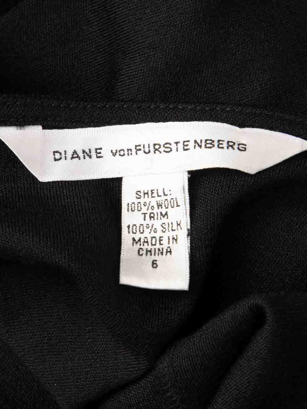 Women's Diane Von Furstenberg Black Wool Snake Trim Dress Size M For Sale