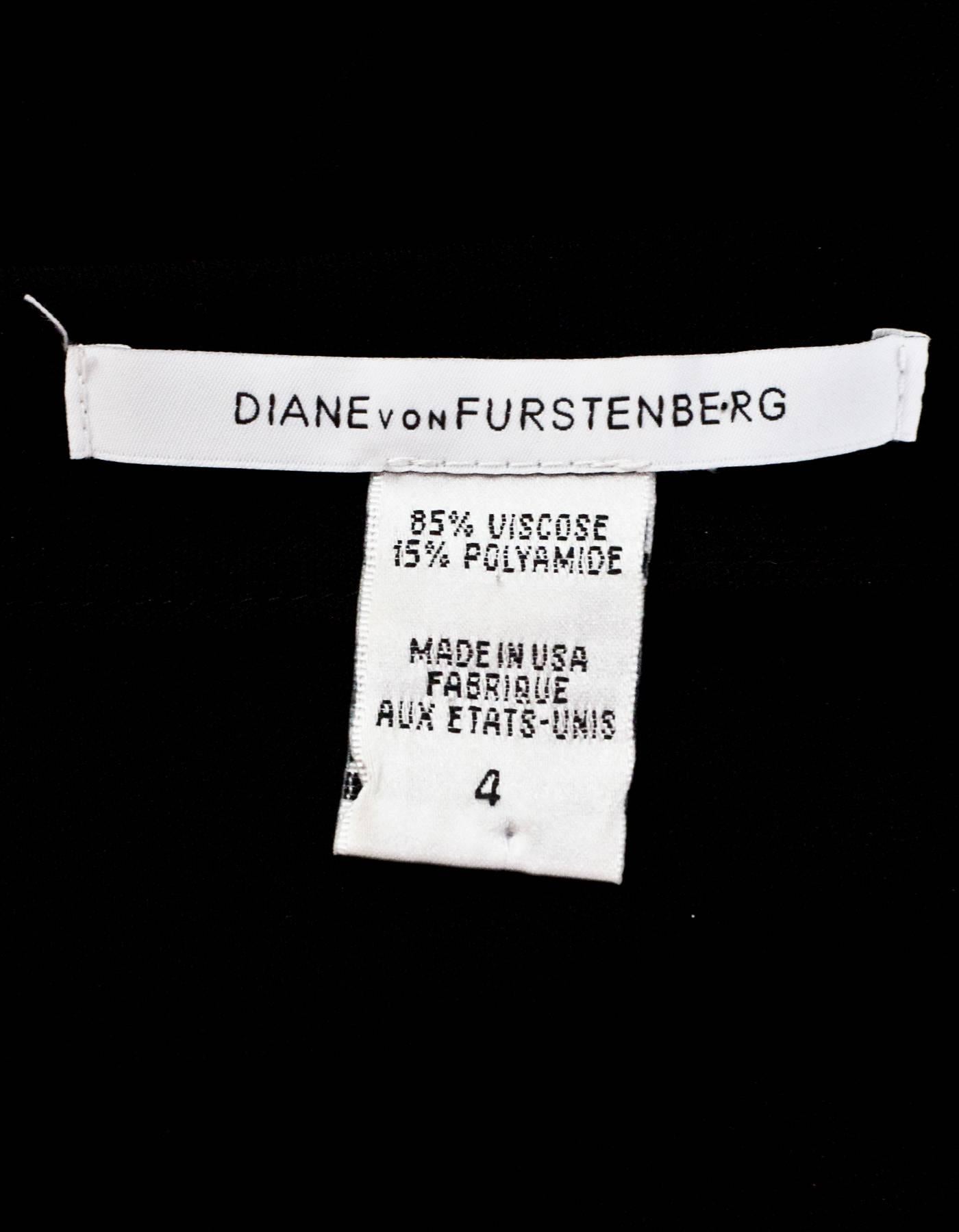Diane von Furstenberg Black Wrap Dress Sz 4 In Excellent Condition In New York, NY