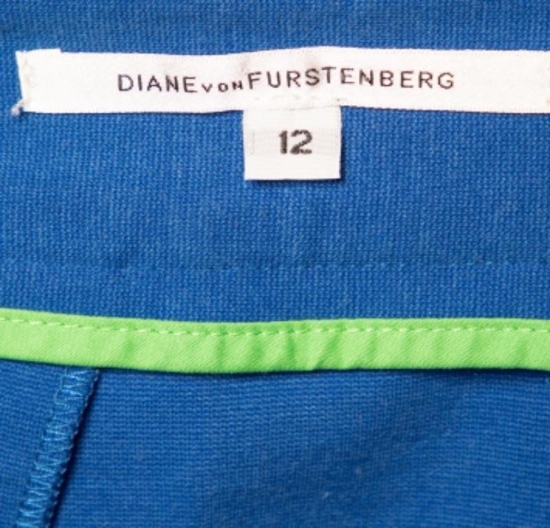Diane von Furstenberg Falda Courgarette de Punto de Algodón Azul L en venta 1