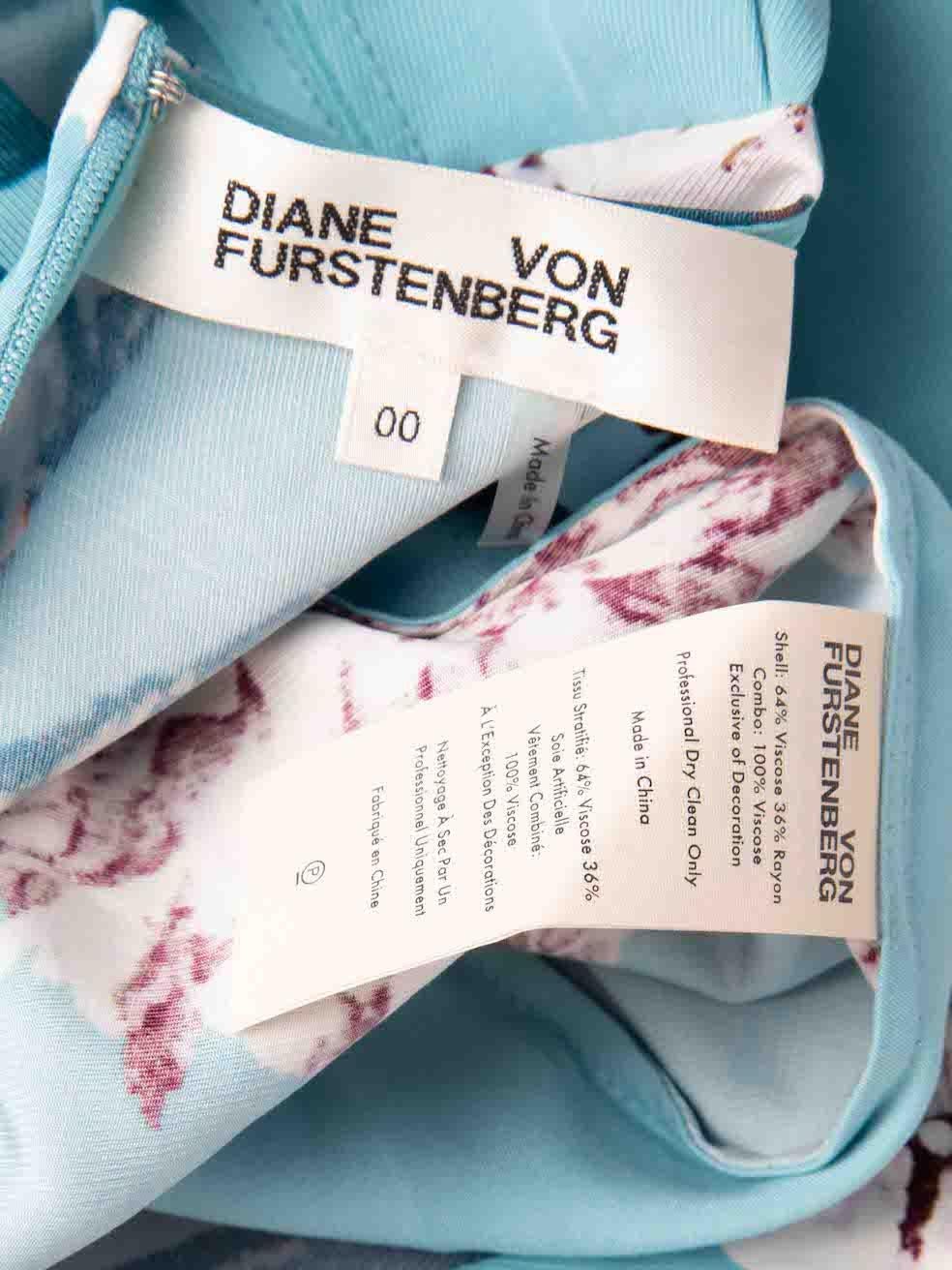 Women's Diane Von Furstenberg Blue Floral Print Tank Top Size XXS For Sale