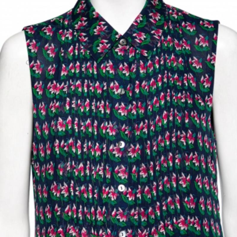 Diane von Furstenberg - Top senza maniche con stampa floreale plissettata sul davanti L. in vendita 2