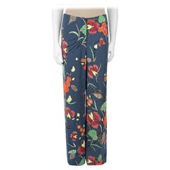 Diane von Furstenberg Pantalones anchos florales azules Talla M