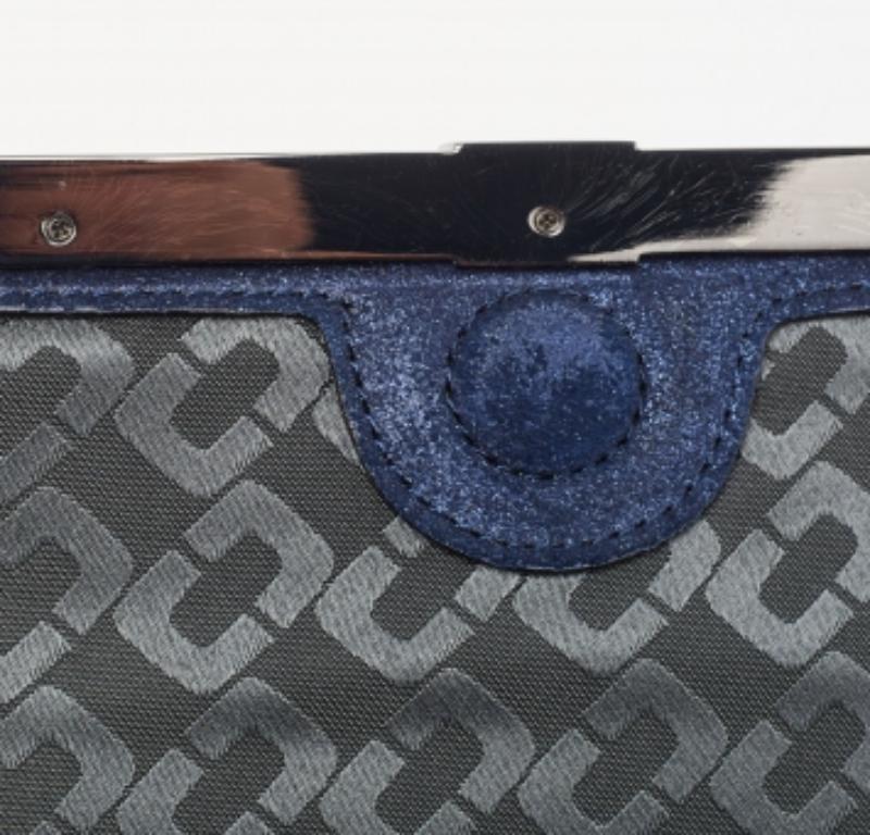 Diane von Furstenberg Blau Glitter Wildleder Multicolor Leder Clutch im Angebot 6