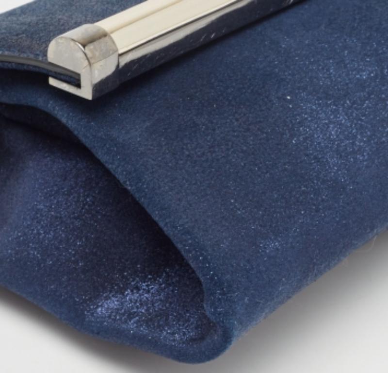 Diane von Furstenberg Blau Glitter Wildleder Multicolor Leder Clutch im Zustand „Gut“ im Angebot in Dubai, Al Qouz 2