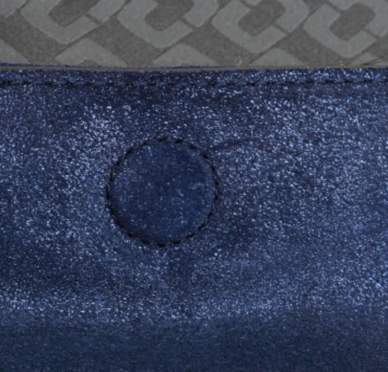 Diane von Furstenberg Blau Glitter Wildleder Multicolor Leder Clutch im Angebot 4