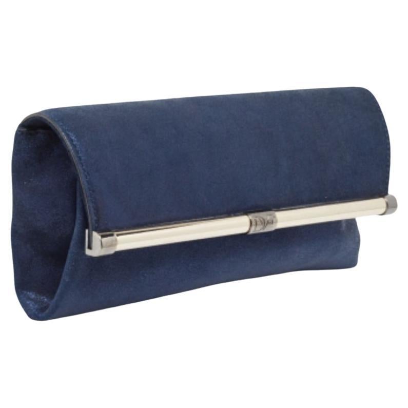 Diane von Furstenberg Blau Glitter Wildleder Multicolor Leder Clutch