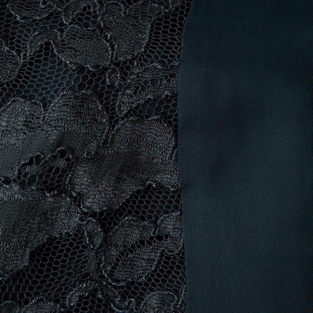 Diane von Furstenberg Blaues langärmeliges Spitzenkleid Größe XXS (Schwarz) im Angebot