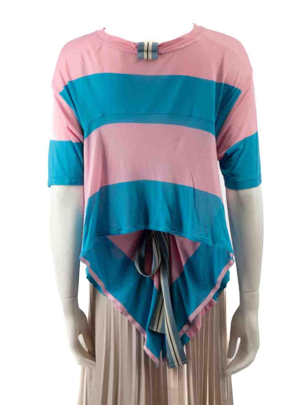 Diane Von Furstenberg Blue & Pink Striped Top Size L In Good Condition For Sale In London, GB