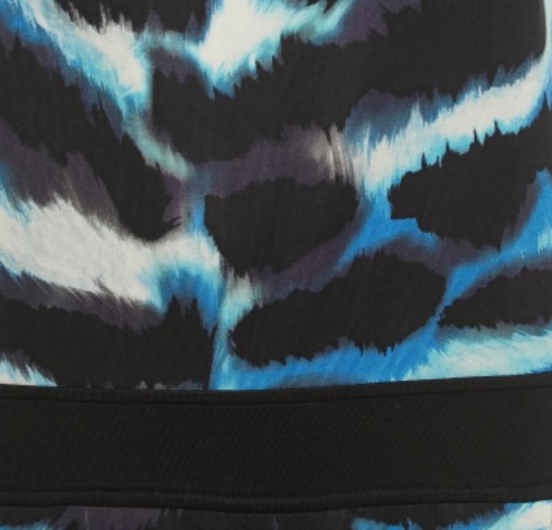 Nero Mini abito senza maniche in maglia di seta con stampa blu di Diane von Furstenberg S in vendita
