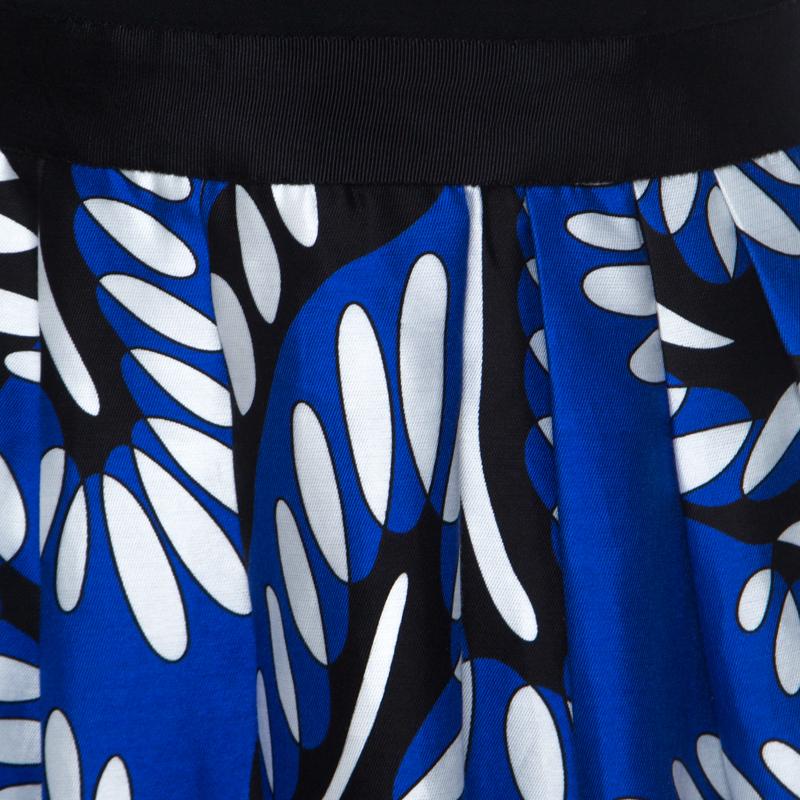 Diane von Furstenberg Blue Printed Cotton Silk Blend Sita Dress L 2