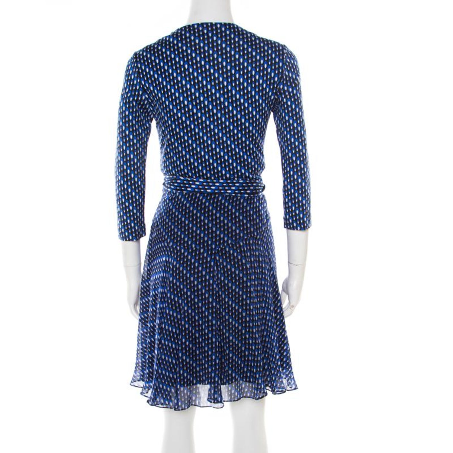 Diane Von Furstenberg Blue Printed Silk Irina Wrap Dress S For Sale at  1stDibs