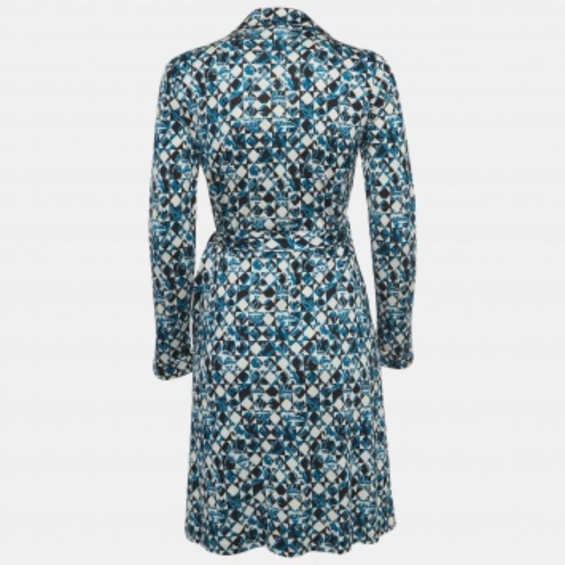 Grigio Diane von Furstenberg - Vestito a portafoglio in jersey di seta stampato blu M.