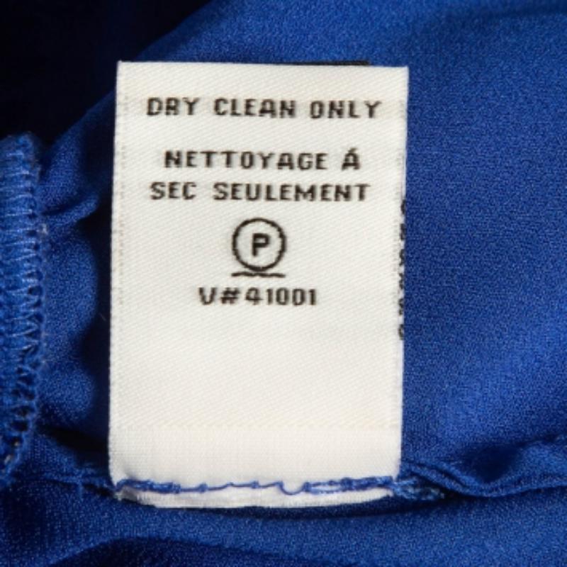 Diane von Furstenberg Mini vestido con volantes y cuello en V de seda estampada azul XS en venta 1