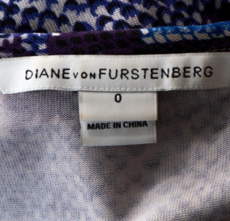Diane von Furstenberg Blaues Python Print Seidenjersey Della Kleid XS Damen im Angebot